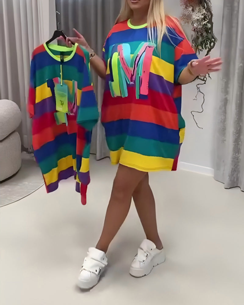 Robe Arc-en-Ciel Rayé Lettre