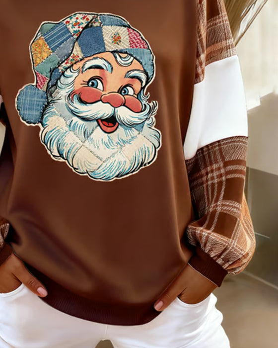 Sweat À Carreaux Imprimé Noël Large