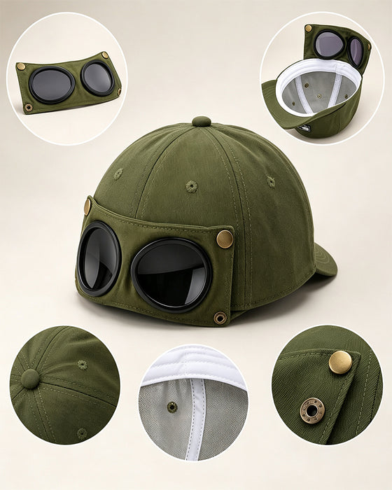 Casquette De Baseball Pilote Avec Lunettes Amovibles – Conçue Pour Le Style Urbain Et Les Looks Du Quotidien