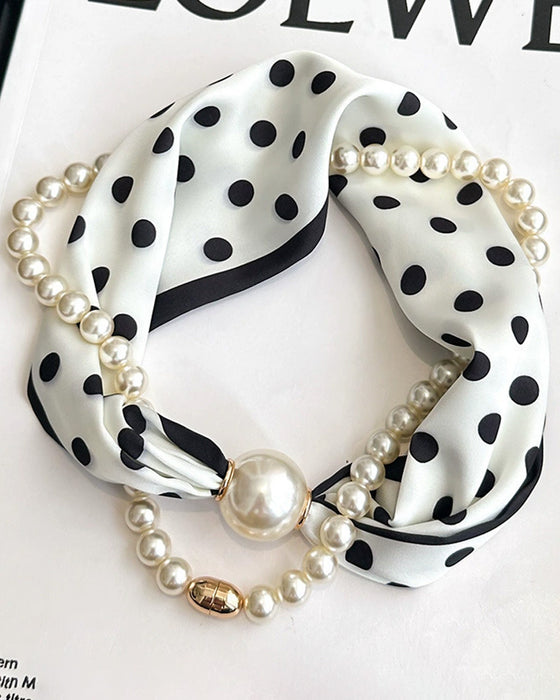 Collier Long Orné De Perles Soie