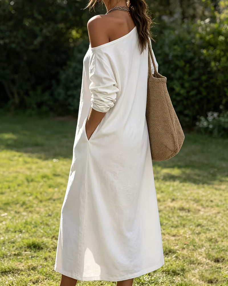 Robe Décontractée Une Épaule Avec Fente