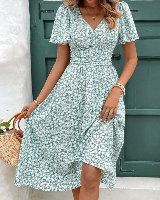 Robe Florale Col V Taille