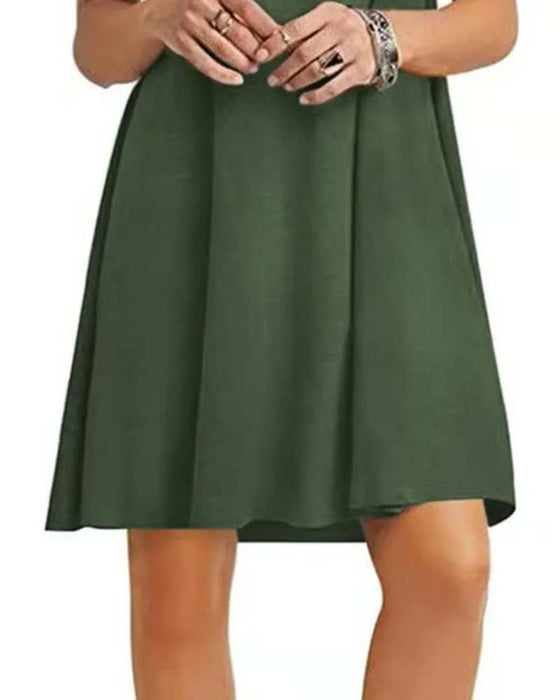 Robe Volant Manche Courte Col Rond