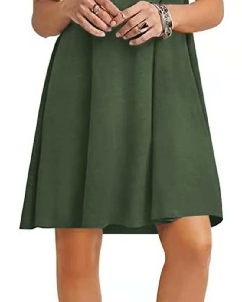 Robe Volant Manche Courte Col Rond