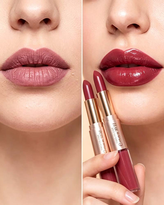 Ensemble 2-En-1 Double Embout Rouge À Lèvres Et Brillant À Lèvres
