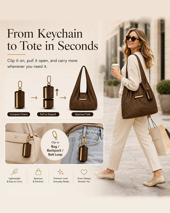 Sac Transformable Charm – Tote En Cuir Vegan Élégant & Charm Porte-Clés