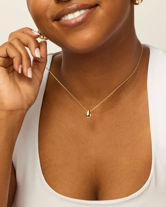 Collier Femme Pendentif Goutte Plaqué Or 14K Avec Chaîne Ajustable