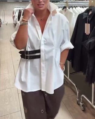 Chemise Design Boucle de Ceinture Revers