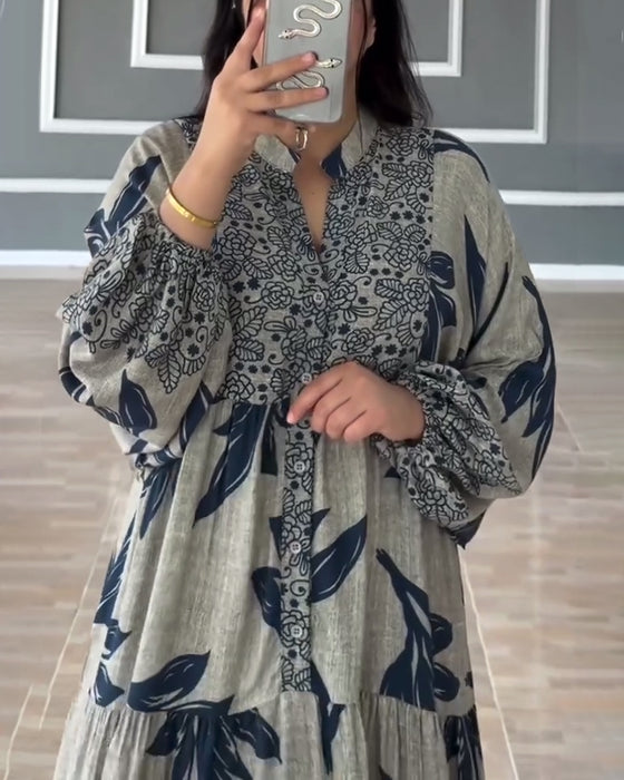 Robe décontractée à imprimé, manches longues