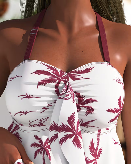 Tankini Palmier Imprimé Jupe De Bain