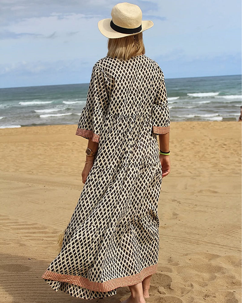 Robe À Motif Losange Et Coupe Ample