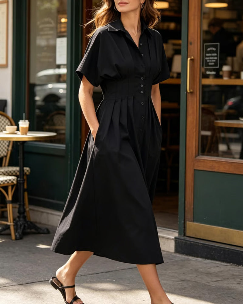 Robe Simple Boutonnage Cintrée Chemise