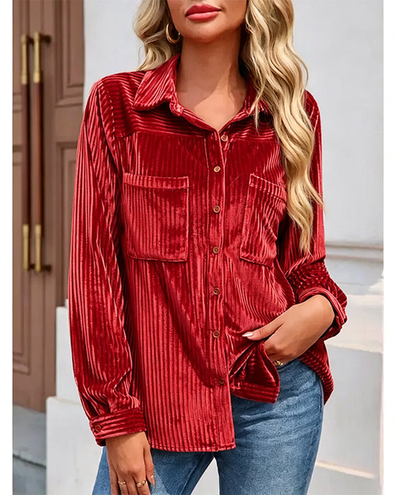 Chemise Poche Manches Longues Rayée