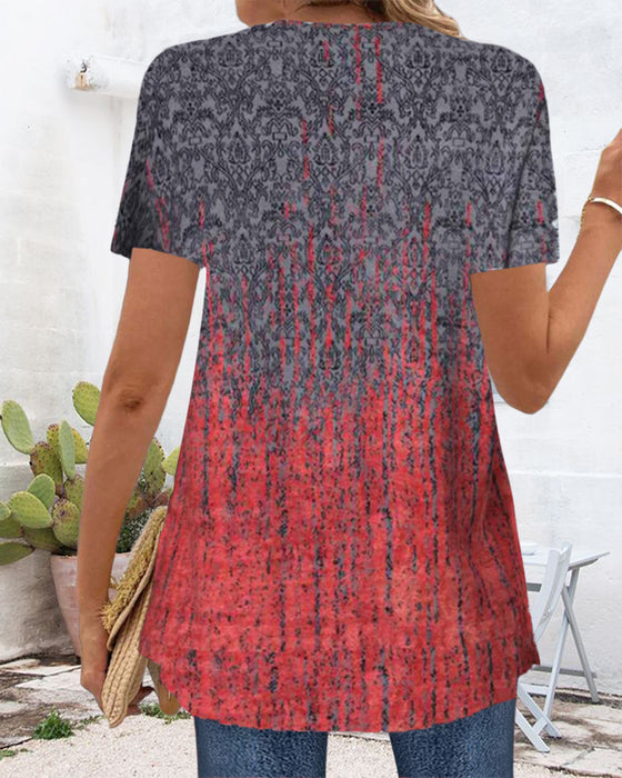 Blouse Fausse Deux-Pièces Manches Courtes Irrégulier