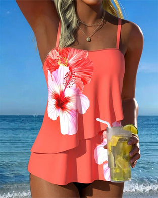Tankini Imprimé Floral Vacances Bretelles