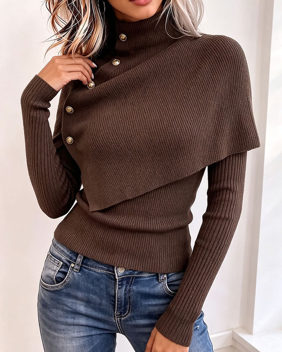 Pullover Col Châle Deux Pièces Tricoté