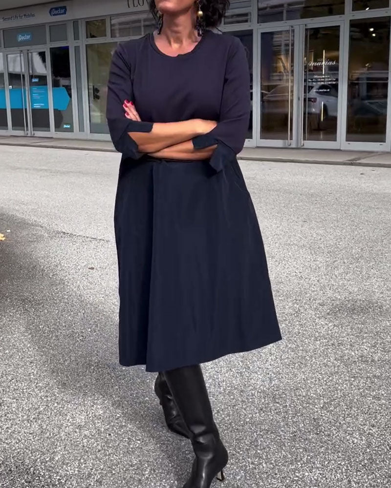 Robe Col Rond Patchwork Tendance