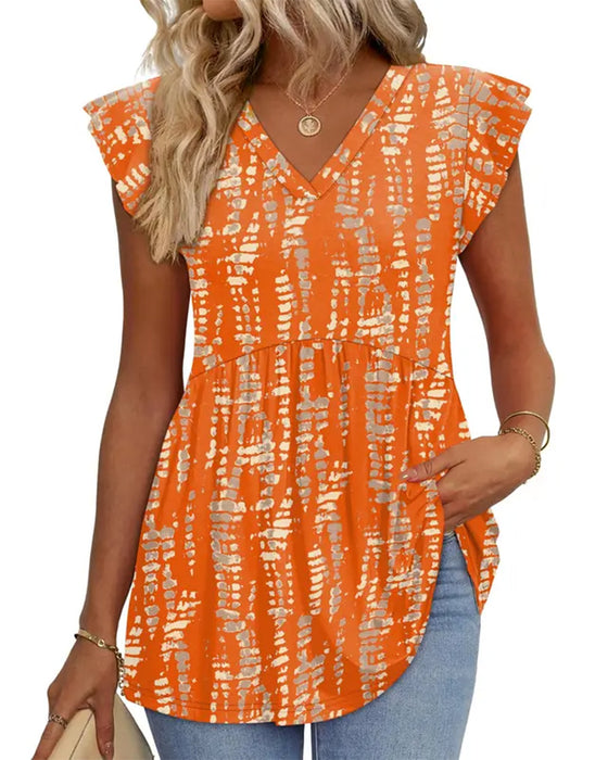 Blouse Aquarelle Florale Col-V Babydoll