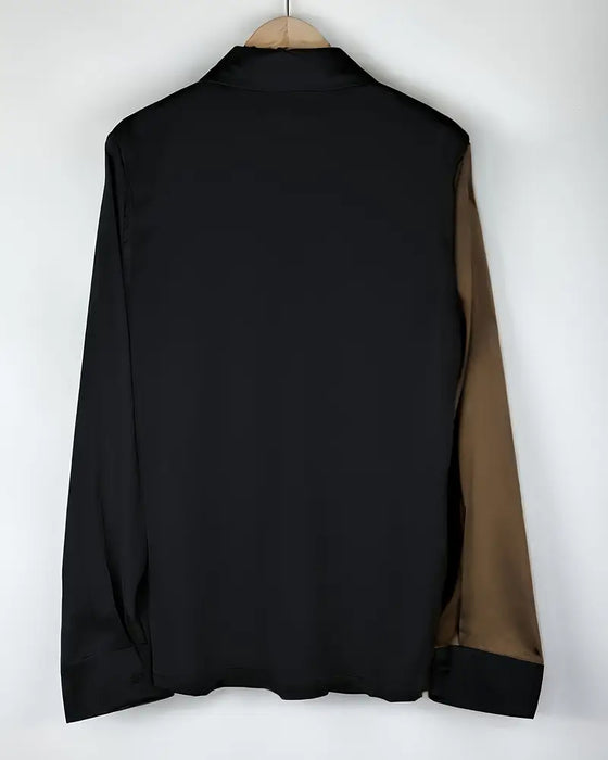 Chemise Élégant Business Satin Panachage de Couleurs