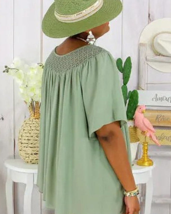 Blouse Unie à Coupe Légère