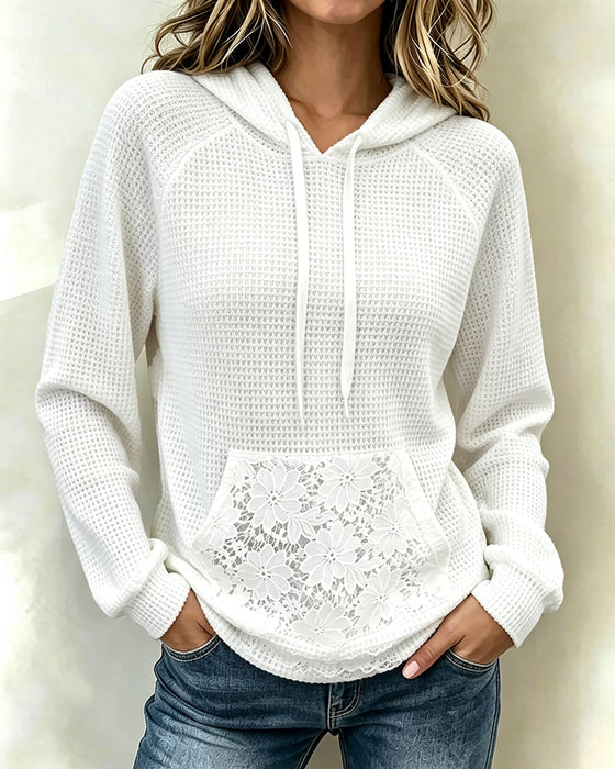Hoodie Cordon Gaufré Décontracté