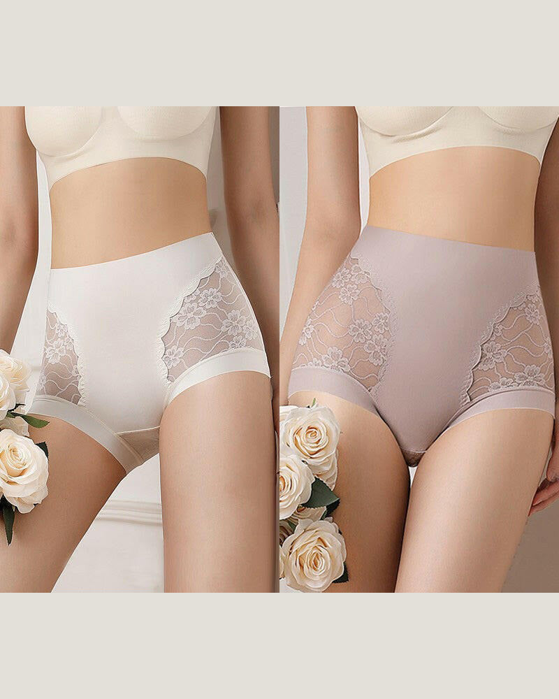 Sous-Vêtements Femme Taille Haute Dentelle Sans Couture Extensible Soyeux