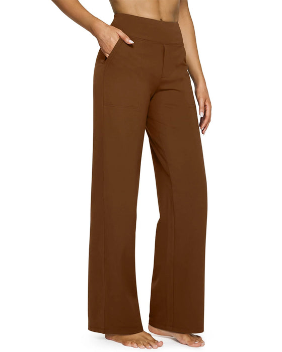 Pantalon Femme Taille Haute Extensible Décontracté Yoga Jambe Large