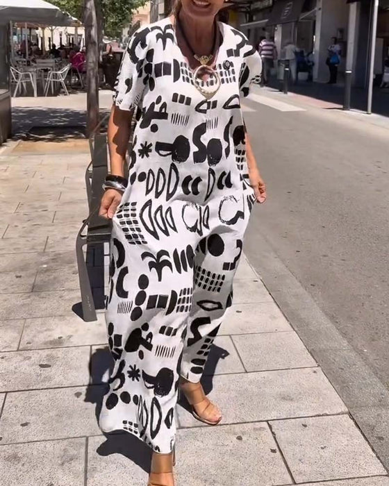 Jumpsuit Graffiti Abstrait Lâche