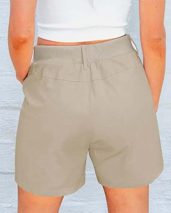 Short Avec Poche Bouton Unie