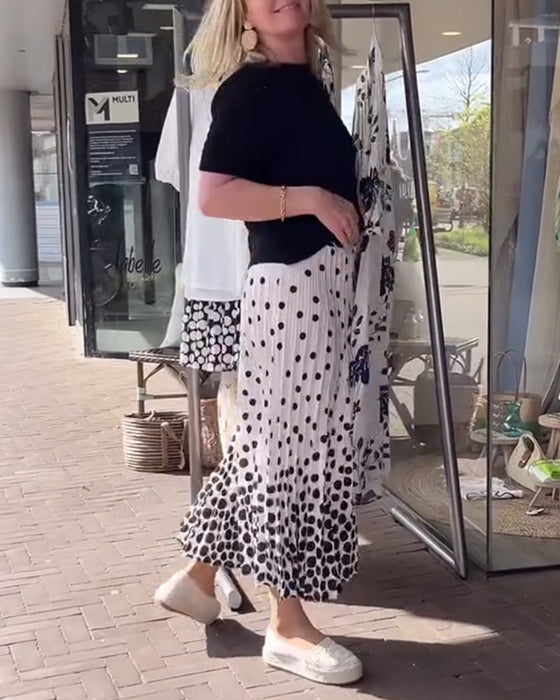 Jupe plissée élégante à imprimé pois