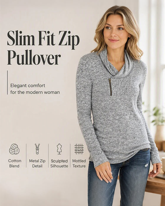 Haut Unie Pullover Fermeture Éclair Ajusté