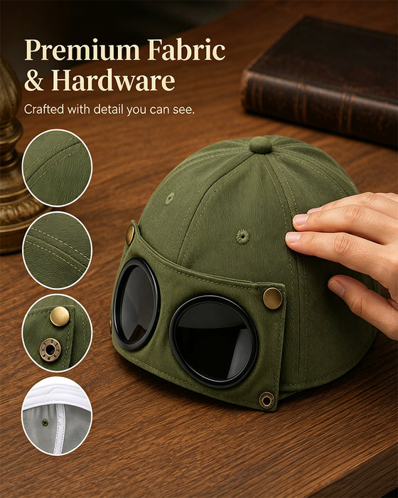 Casquette De Baseball Pilote Avec Lunettes Amovibles – Conçue Pour Le Style Urbain Et Les Looks Du Quotidien