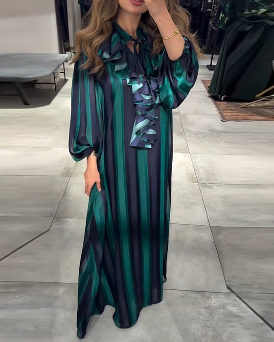 Robe Rayure Verticale Volant
