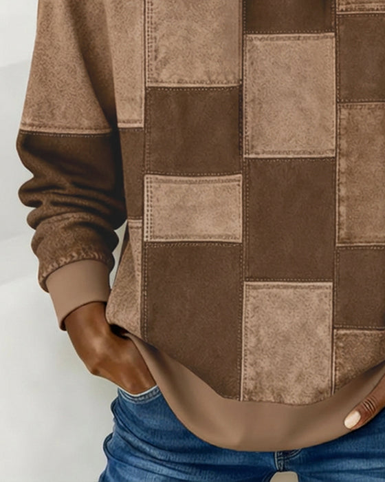 Sweat À Capuche Stylé À Carreaux Et À Manches Longues