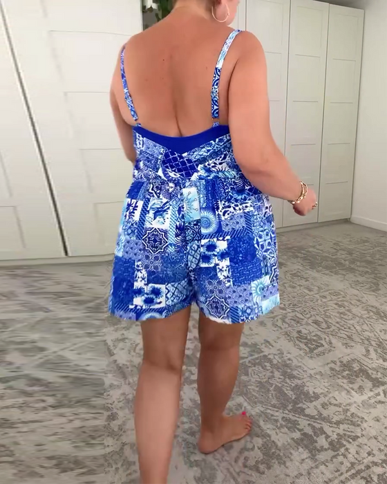 Maillot De Bain Une Pièce À Décolleté En V Imprimé Conservateur