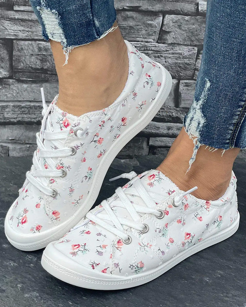 Chaussures Imprimé Floral Mode Décontracté Tissu