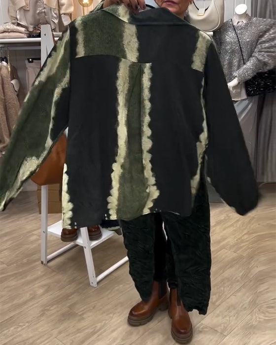 Chemise Revers Rétro Bloc De Couleur Manches Longues