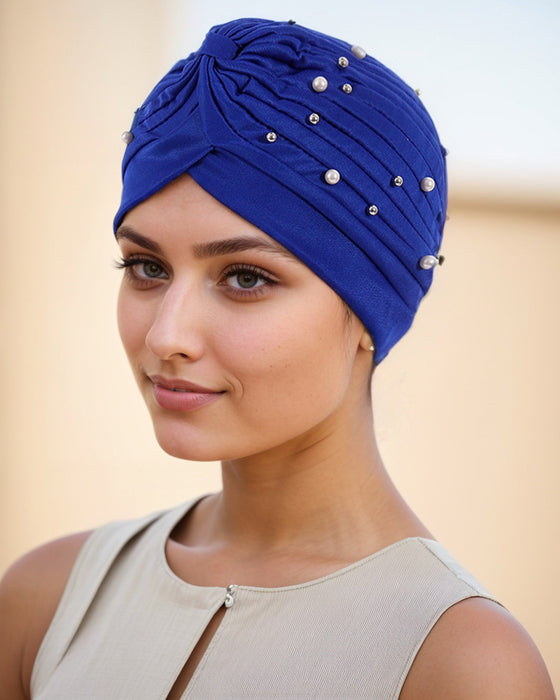 Chapeau Perle Plissé Pré-Noué Turban