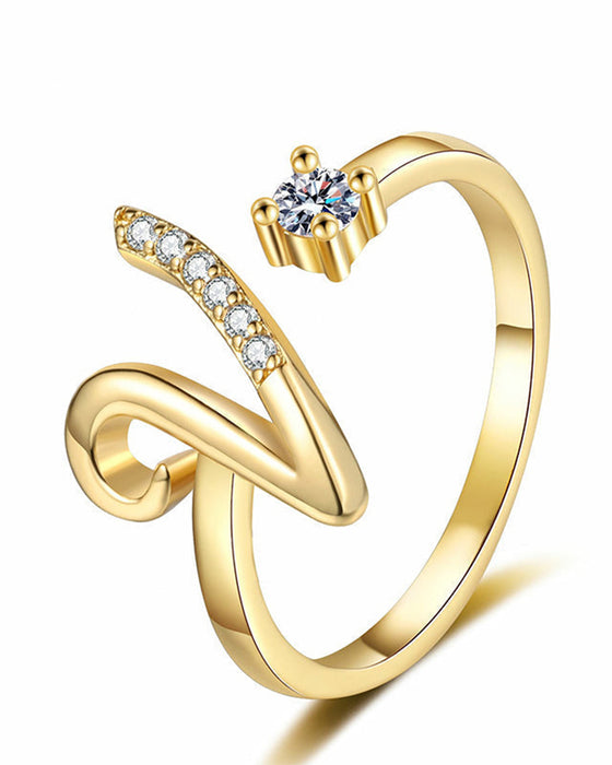 Bague Réglable Scintillante Avec Initiale Pour Femmes