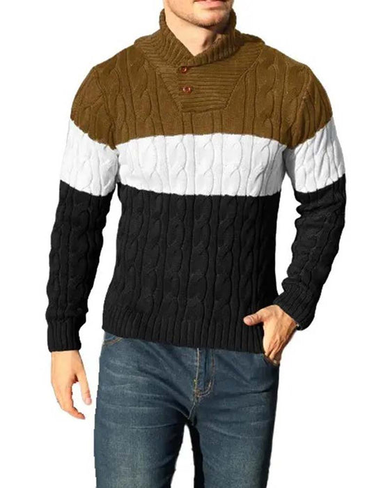 Pullover Col Haut Bouton Contraste Homme