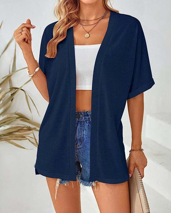 Manteau Manches Courtes Décontracté Unie