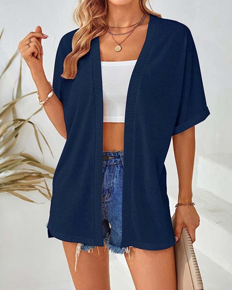 Manteau Manches Courtes Décontracté Unie