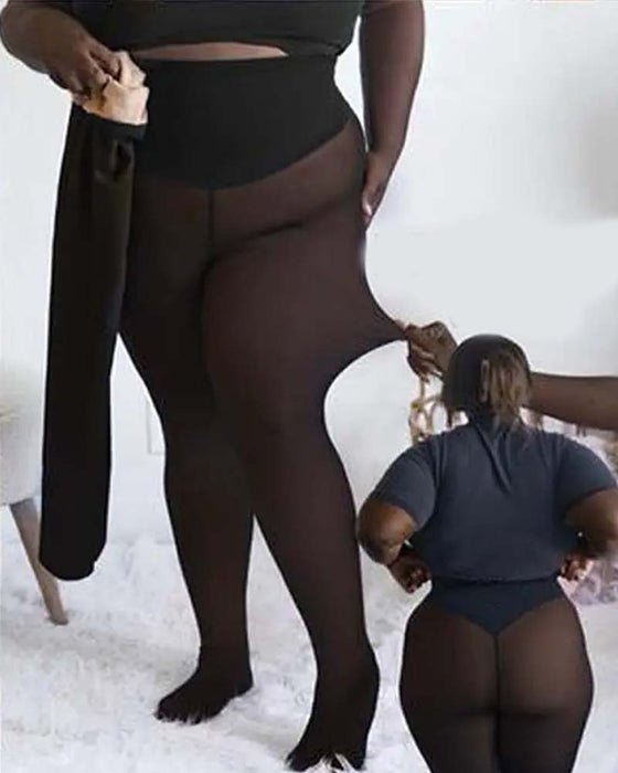 Leggings Moulants Doublés Polaire À Couture Unique