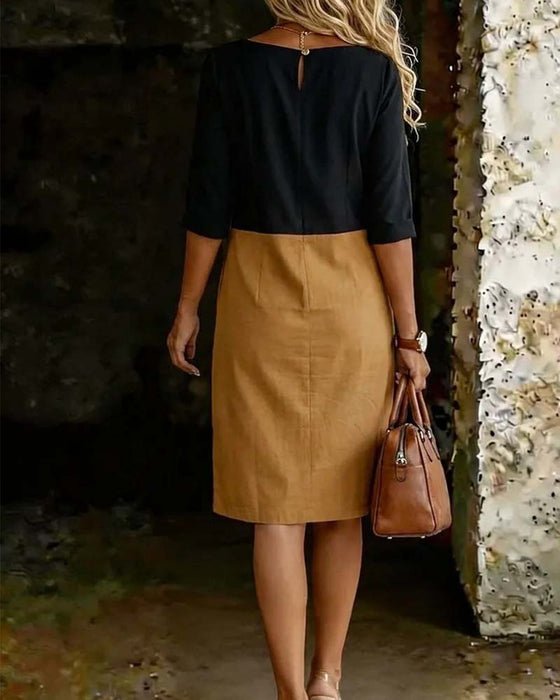Robe Bloc De Couleur Droit
