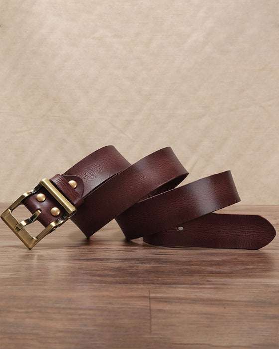 Ceinture Vintage Cuir Pleine Fleur Usé