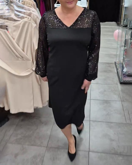 Robe Élégante Unie À Col V