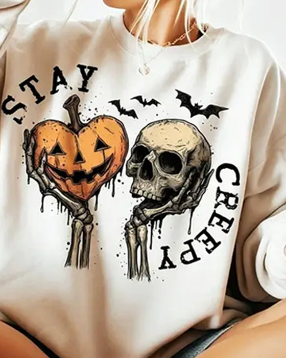 Sweatshirt Col Rond Manche Longue Halloween