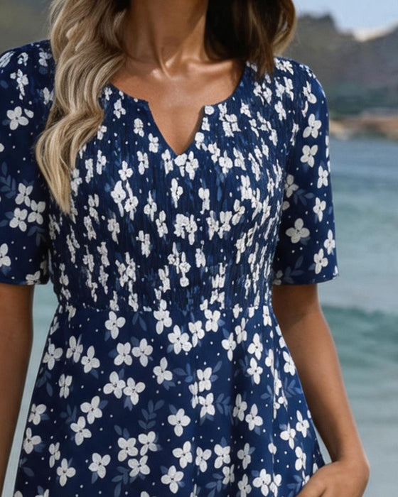 Robe Petit Floral Cintré Ligne A Midi