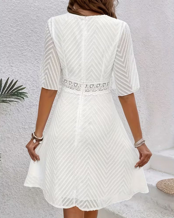 Robe Col En V Dentelle Patchwork Découpé