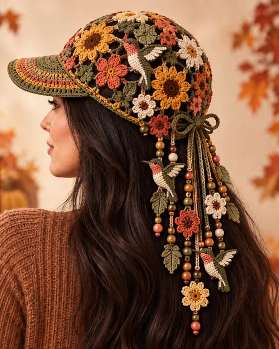 🍂 Casquette De Baseball D'Automne En Crochet Faite Main Pour Femme
